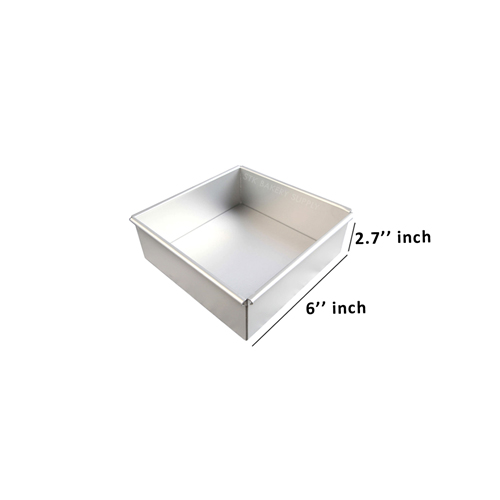 ALUMINIUM SQUARE CAKE MOLD FIXED BOTTOM 6" 165x165x70mm 127-0043 (1 x 20)
