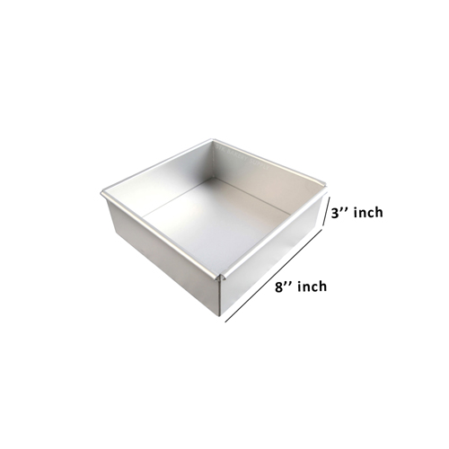 ALUMINIUM SQUARE CAKE MOLD FIXED BOTTOM 8" 215x215x75mm 127-0045 (1 x 20)