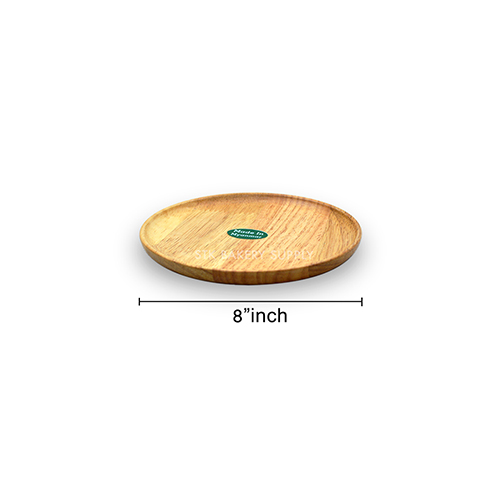 ROUND WOOD PIZZA PLATE BOWL PLATTER 8"