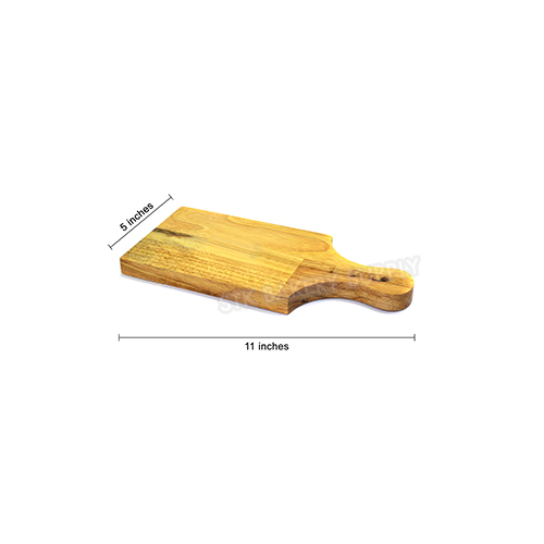 WOODEN PIZZA PLATE WITH HANDLE (SQUARE) 4.6&quot; X 7.3&quot;