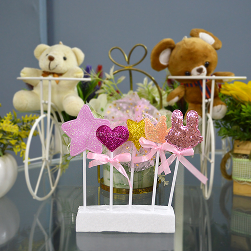 CAKE DECORATION PINK TOPPER SET 5PCS