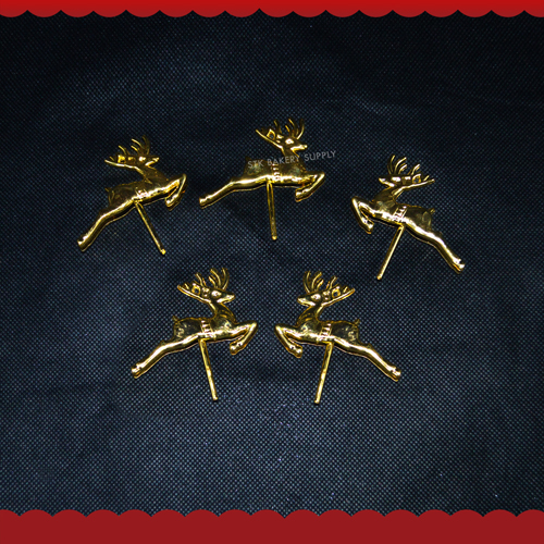 CAKE TOPPER CHRISTMAS GOLDEN DEER (5 PCS) (1 x 2)