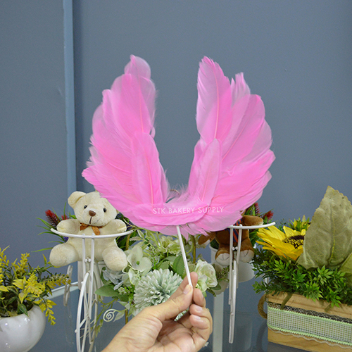 WINGS  DESIGN CAKE TOPPER 1PC (WHITE, PINK)
