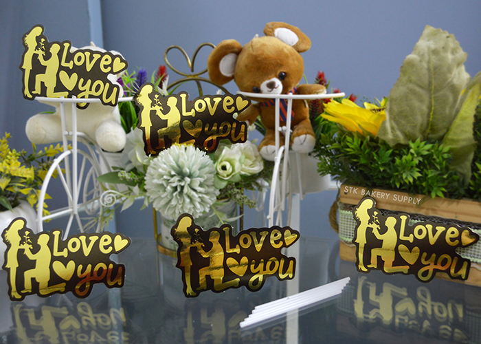 LOVE,I LOVE YOU  DESIGN CAKE TOPPER 5PCS