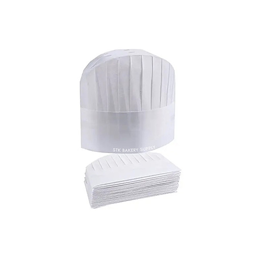 DISPOSABLE CHEF'S HAT ROUND TOP 25CMx29CM 5PCS (1 x 2)