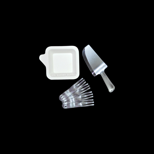 PAPER PLATE SET SQUARE ( 3 ITEM) FB60060 (PLATE, KNIFE, FORK)