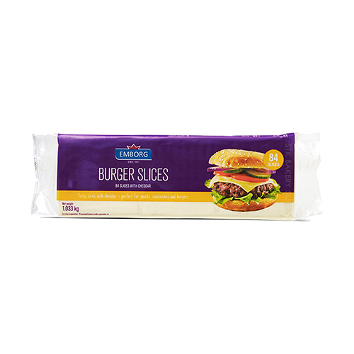 EMBORG BURGER CHEESE SLICE WHITE 84'S 1.033KG (1 x 8)