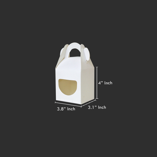 CUP CAKE BOX 1 HOLE  WITH HANDLE 9.5 x 8 x 10 CM (P-012) WS