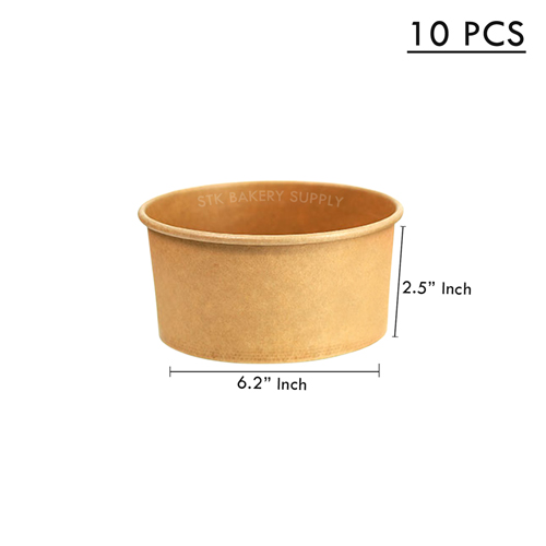 DISPOSABLE BOWL KRAFT PAPER WITH LID 1300ML(JH-H-1300B(XL)) (185) 10PCS (1x30)