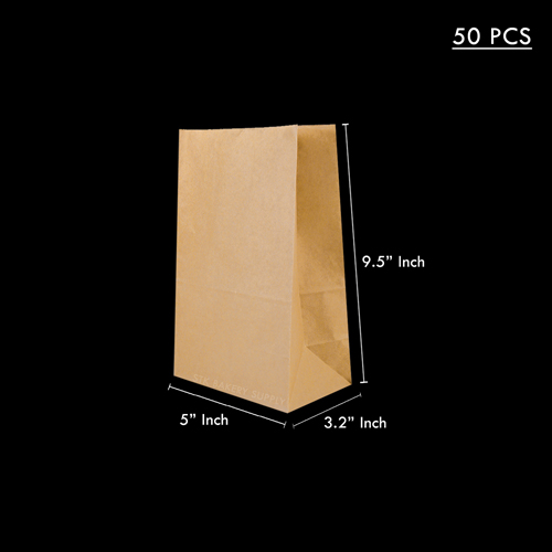 FOOD PAPER BAG KHAKI 230x125x80MM K(FBA-00008) 50PCS