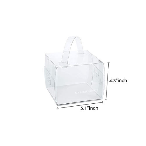 CAKE BOX WITH HANDLE TRANSPARENT (4&quot;CAKE) 13X13X10.5CM 