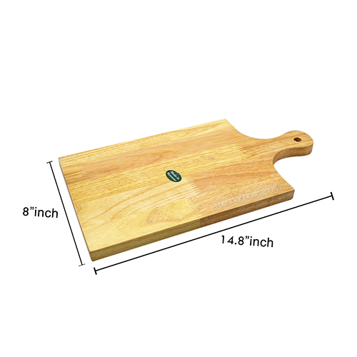 WOODEN PIZZA PLATE WITH HANDLE (SQUARE) 8" X 14"