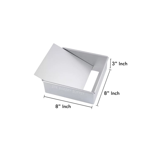 ALUMINIUM SQUARE CAKE MOLD (REMOVABLE) 8" 215x215x75mm 127-0038 (1 x 20)