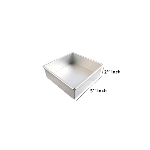 ALUMINIUM SQUARE CAKE MOLD FIXED BOTTOM 5&quot; 140x140x50mm 127-0042 (1 x 50)