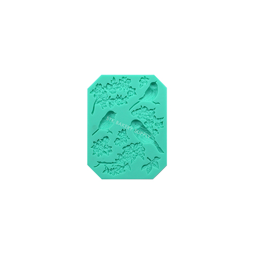 SILICON FLOWER BRANCH, MAGPIE SHAPE MOULD 124x95x10MM 194530