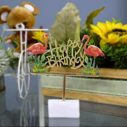 HAPPY BIRTHDAY&amp;SWAN DESIGN CAKE TOPPER 1PC