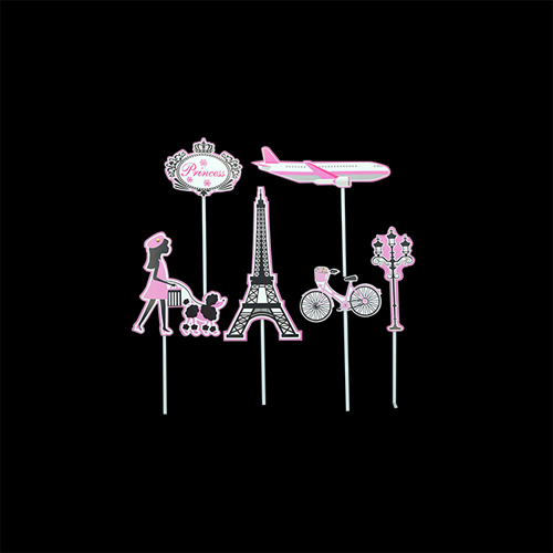 PARIS SHOPPING SERIES CAKE TOPPER SET