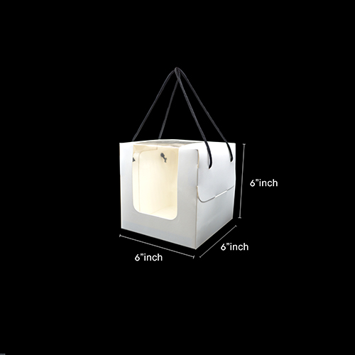 CAKE BOX WITH WINDOW WITH HANDLE STRING (4&quot;CAKE) (CB R-0028)WS