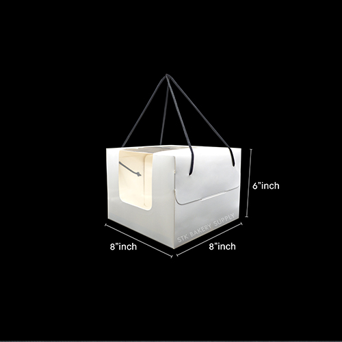 CAKE BOX WITH WINDOW WITH HANDLE STRING (6&quot;CAKE) (CB R-0029)WS