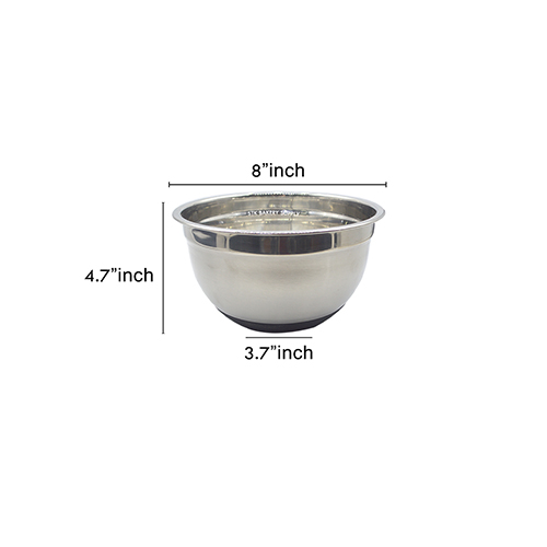 MIXING STEEL BOWL WITH SILICON BASE (NON-SLIP) 20CM 9920 (1 x 80)