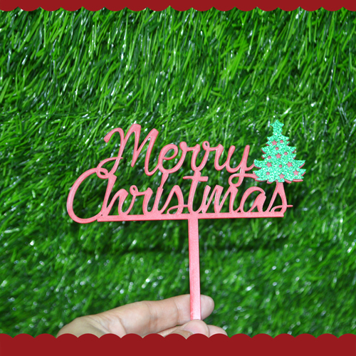 MERRY CHRISTMAS WITH TREE CAKE TOPPER YKL-350 1PC