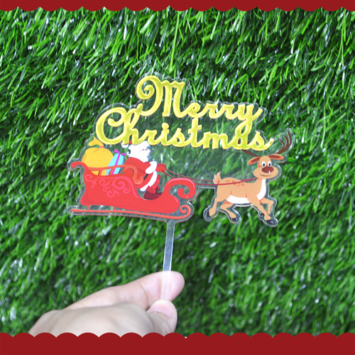MERRY CHRISTMAS WITH SANTA CLAUS CAKE TOPPER YKL-551 1PC