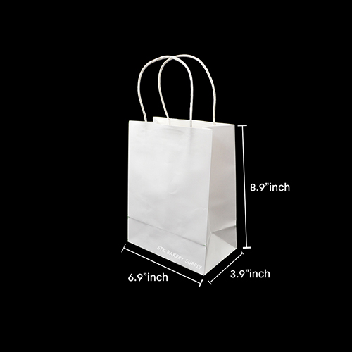 FOOD PAPER BAG WITH HANDLE WHITE 225x175x80MM SB D-5 (SBA-00116) 1PC (1 x 500)
