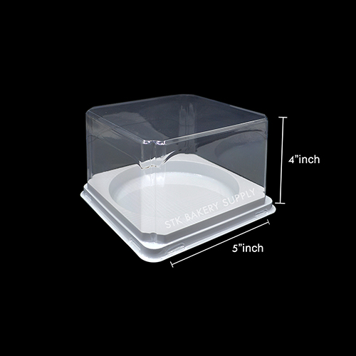 TRANSPARENT CAKE BOX W-106 (4&quot; CAKE) (5PC)
