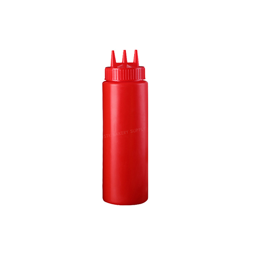 SQUEEZE BOTTLE (3 SPRAY NOZZLES) WHITE/RED (600ML , 24 OZ) 1PC