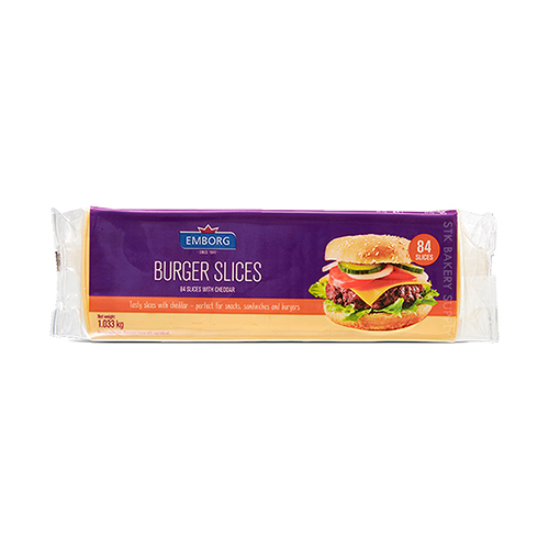 EMBORG BURGER SLICE CHEESE ORANGE 84'S 1.033KG (1 x 8)