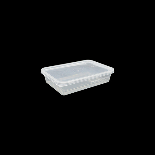 BIO MAT DISPOSABLE RECTANGLE LUNCH BOX WITH LID  500 ML,25PCS (7026)