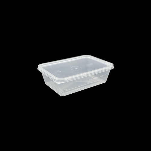 BIO MAT DISPOSABLE RECTANGLE LUNCH BOX WITH LID  650 ML,25PCS (7027)