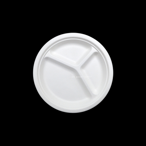 COMPOSTABLE THREE COMPARTMENT PLATE 10INCH,10PCS (P007)