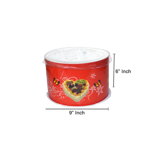CAKE BOX (WITH RIBBON) ROUND 24CM (CHINA) WS