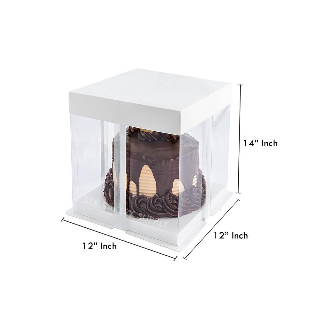 PLASTIC CAKE BOX TRANSPARENT (10" 3LAYER) 32x32x35CM
