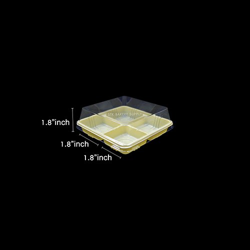 PLASTIC MOONCAKE BOX 11.5x11.5x4CM FG134 4PCS (25PCS) (1 x 6)