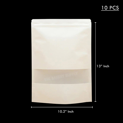 PAPER BAG WHITE WINDOW WITH ZIP 26*35*5CM (PK 4089) (10PC) (1 x 10)