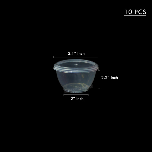 PLASTIC PUDDING CUP BIG WITH LID (M S W 2) (10PCS)