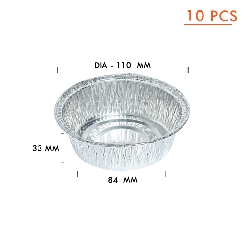 ALUMINIUM CUP-ROUND WITH LID-(1075)SS-3006,110 x 84 x33 mm-200ml-10 pcs ( 1 x 64 ) WS