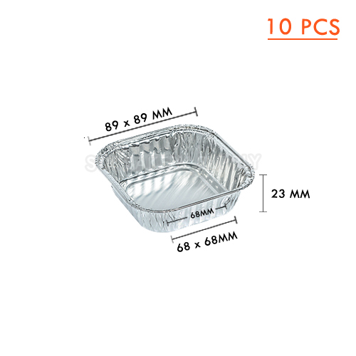 ALUMINIUM CUP-SQUARE WITH LID-SS-4002-(90x 90) x (68x 68) x 26 mm-100ml-10 pcs ( 1 x 71 ) WS