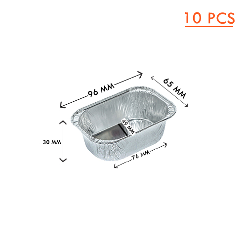 ALUMINIUM CUP-RECTANGULAR WITH LID-(1052)SS-4003-(65x96) x (49x76) x 30 mm-100ml-10 pcs( 1 x 65) WS