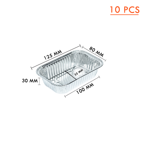 ALUMINIUM CUP RECTANGULAR WITH LID SS-4031 (80 x 125) x (55 x 100) x 30MM, 170ML 10PCS (1 x 64) WS