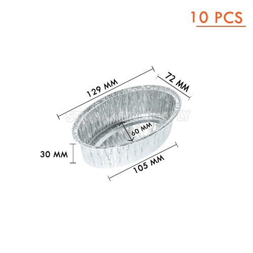 ALUMINIUM CUP-OVAL WITH LID-SS-6002-(77x129)x(30mm-150ml-10 pcs(1 x 48)60x105) WS