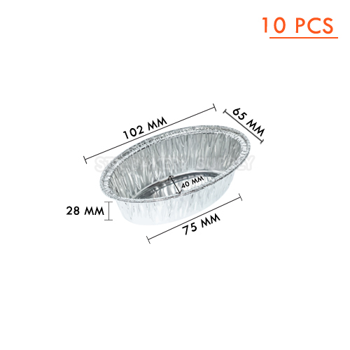 ALUMINIUM CUP-OVAL WITH LID-SS-6003-(100x65)x(75x40)x28mm-90ml-10 pcs(1 x70)
