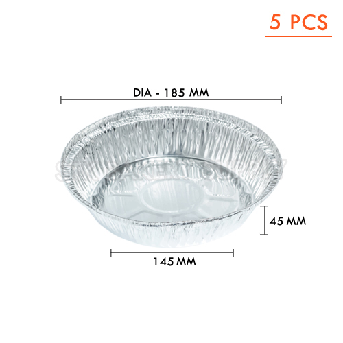 ALUMINIUM CUP-ROUND WITH LOW LID,185*145*45mm,400ml-(1078)SS-3008-5pcs (1 X 35 ) WS