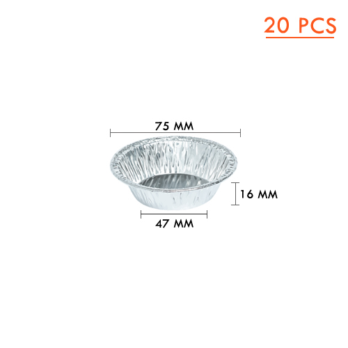 ALUMINIUM CUP ROUND 75*47*16mm,40ml SS-3001 20pcs (1 x 50) WS