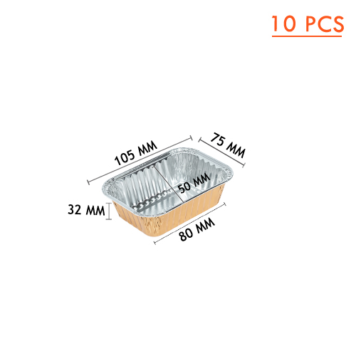 ALUMINIUM CUP-SQUARE WITH LID 10PCS, (1053-1)SS-4004 GOLD (75*105)x(50*80)x35mm,140ml (1X56) WS