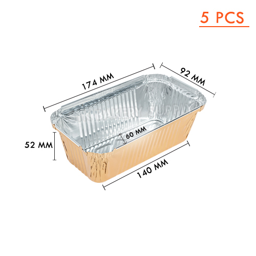 ALUMINIUM CUP RECTANGULAR GOLD WITH LID (1066-1) SS-4007 (92 x 174) x (60 x 140) x 52MM, 480ML 5PCS (1 x 72) WS