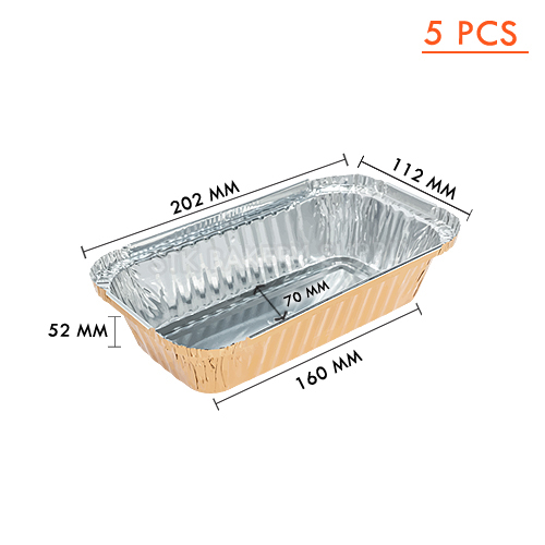 ALUMINIUM CUP - RECTANGULAR GOLD WITH LID (1068-1)SS-4008 (112x202)x(70x160)x52MM 610ML (1 x 50) WS