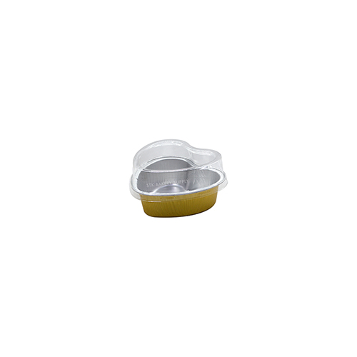 ALUMINIUM CUP - HEART SHAPE GOLD/RED  WITH LID 71 x 67 x 25mm-55ml (Y 27) 20PCS (1 X 60)